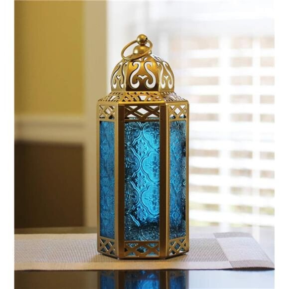 LANTERNS Gold Moroccan Candle Lantern Decorative Candle Holder - Picture 6 of 7
